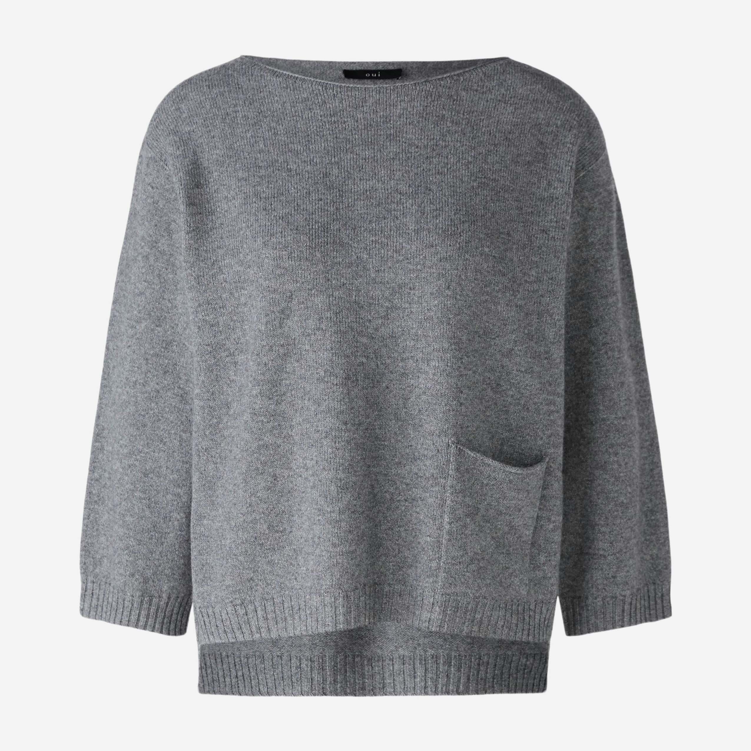 Oui Fashion Pullover Wool Blend Grey