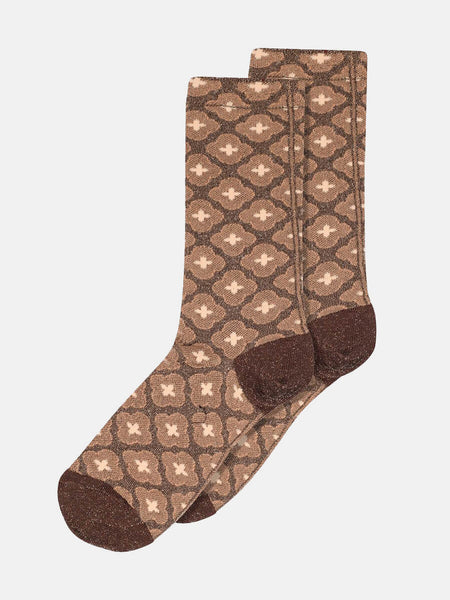 mp Denmark Hella Glitter Socks - Brown Sienna