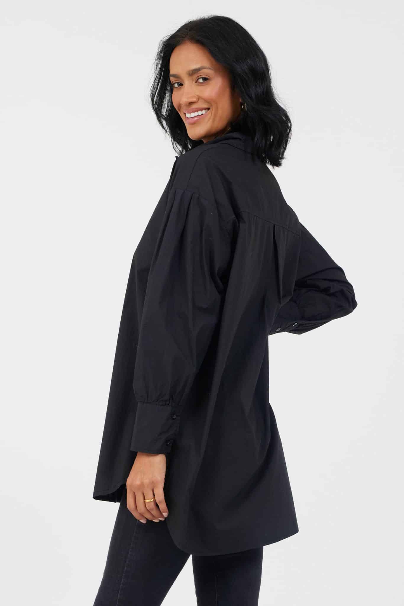 Suzy D London Black Oti Oversized Cotton Shirt