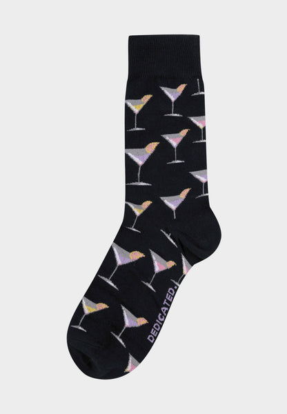 dedicated Sigtuna Organic Cotton Socks | Cocktails Black