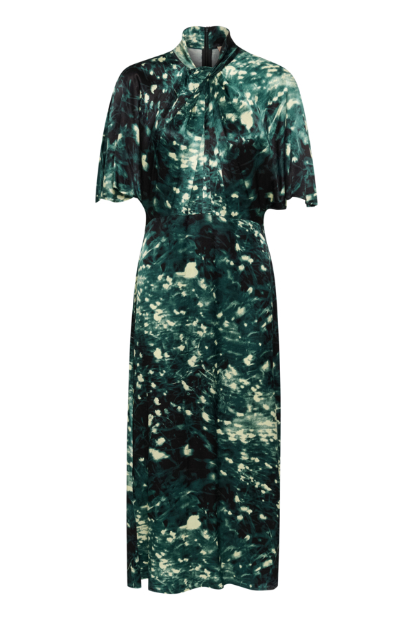 Soaked in Luxury  Rain Forest Green Splash Print Miria Dress