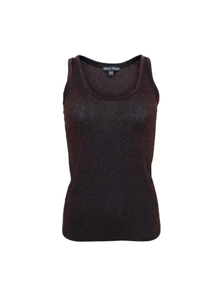 Black Colour Faye Lurex Strap Top - Black Coffee