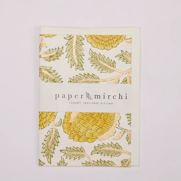 Paper Mirchi Hand Block Print Greeting Card-marigold Glitz Sunshine