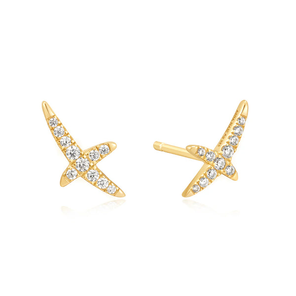 Ania Haie Gold Kiss Pave Stud Earrings - Heart Hunter