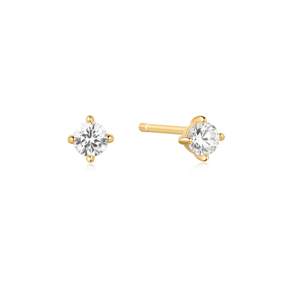 Ania Haie Gold Solitaire Stud Earrings - Heart Hunter