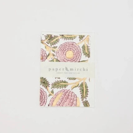 Paper Mirchi Hand Block Print Greeting Card-marigold Glitz Blush