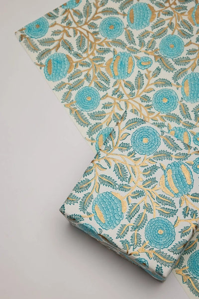 Paper Mirchi Block Printed Wrapping Paper Sheets - Marigoldglitz Turquoise