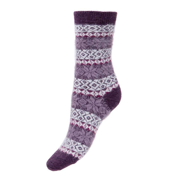 Joya 4-7 Purple And Cream Nordic Pattern Sock