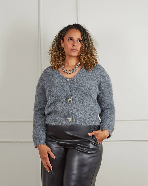 Chalk Joan Cardigan In Charcoal