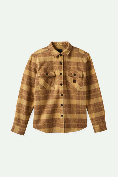 Brixton Bowery Curry Yellow Pinecone Brown Flannel Shirt