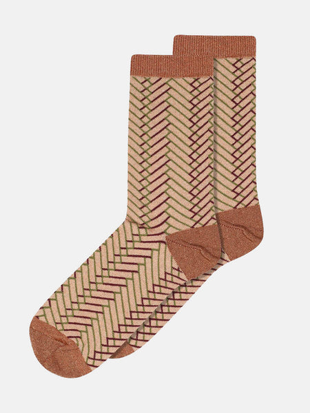 mp Denmark Alice Glitter Socks - Maple Sugar