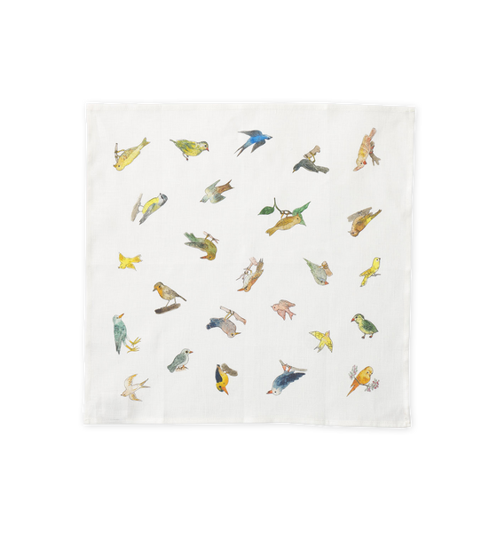 Fog Linen Work Linen Handkerchief, Illustrated Birds