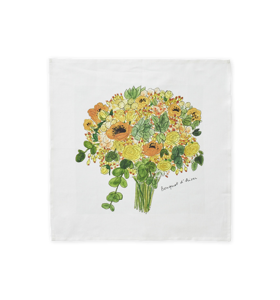 Fog Linen Work Linen Handkerchief, Illustrated Flowers