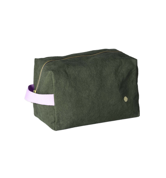 La Cerise Sur Le Gateau Large Water Resistant Cotton Wash Bag, Kale