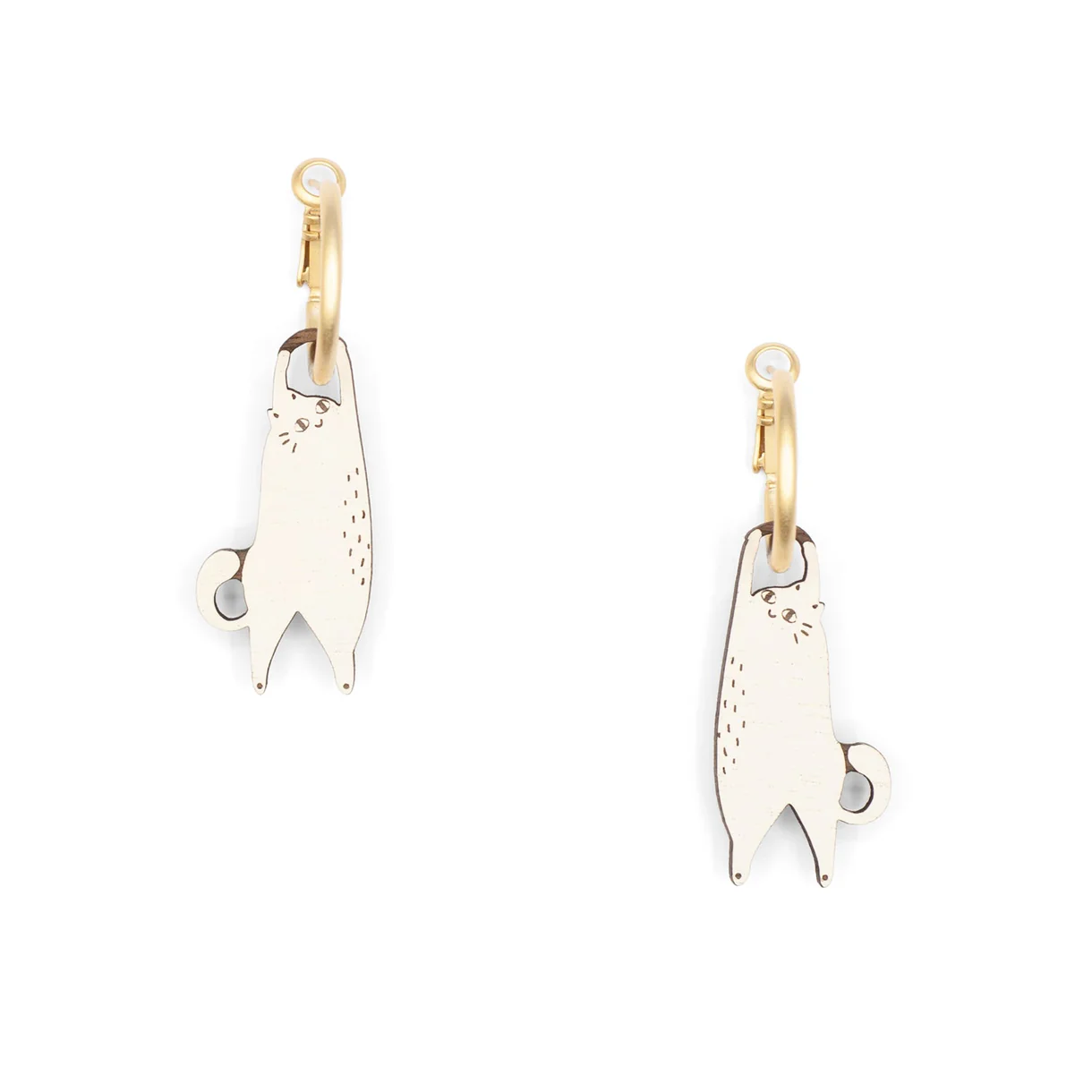 Materia Rica Hanging Cat Cream Earrings