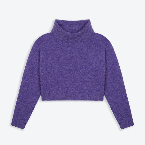 Lowie Purple Alpaca Cropped Roll Neck