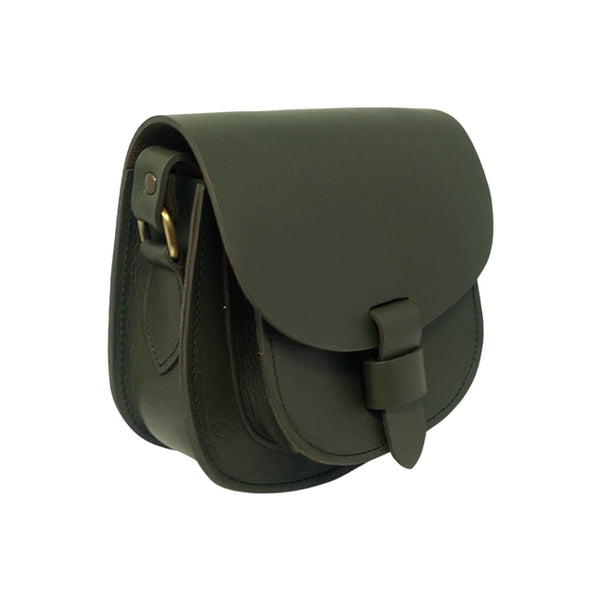 Artisan Stories Maya Green Leather Saddle Bag