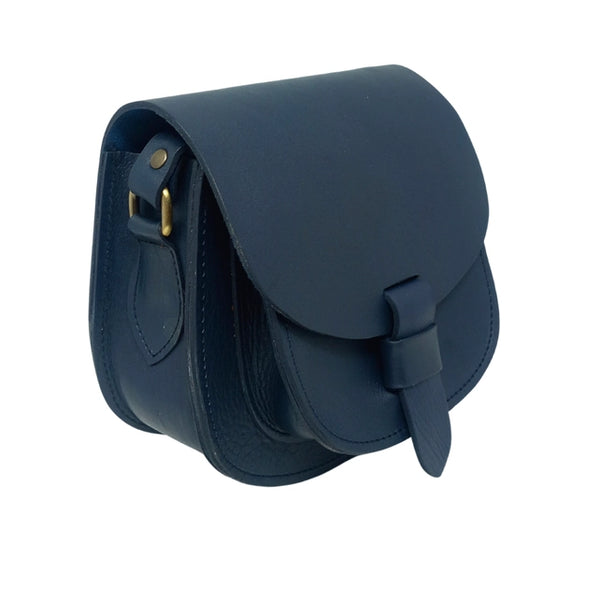 Artisan Stories Maya Blue Leather Saddle Bag