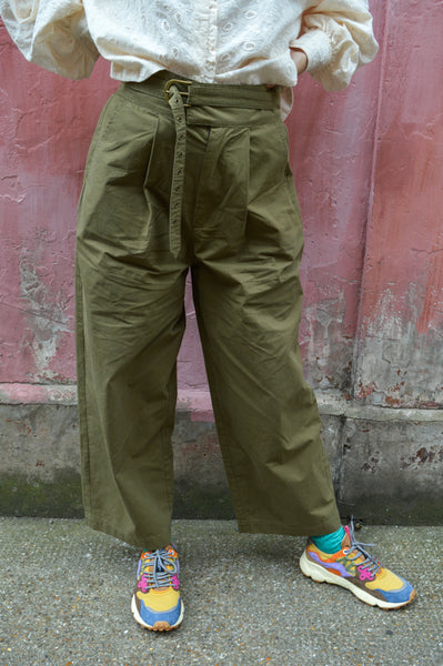 Dream Khaki Pleated Twill Trousers