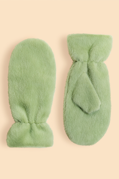 Powder Ted2 Women's Fluffy Teddy Mittens In Sage