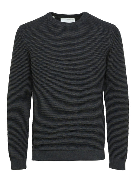 Selected Homme Slhvince Peat Knit Bubble Crew Neck Jumper