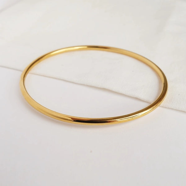 Augusta Jewellery B055 Plain Gold Bangle Bracelet, Medium