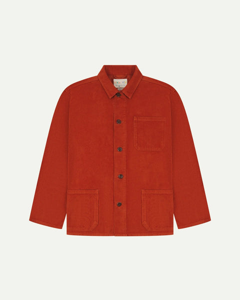 USKEES Men's Organic Buttoned Cord Overshirt - Rust