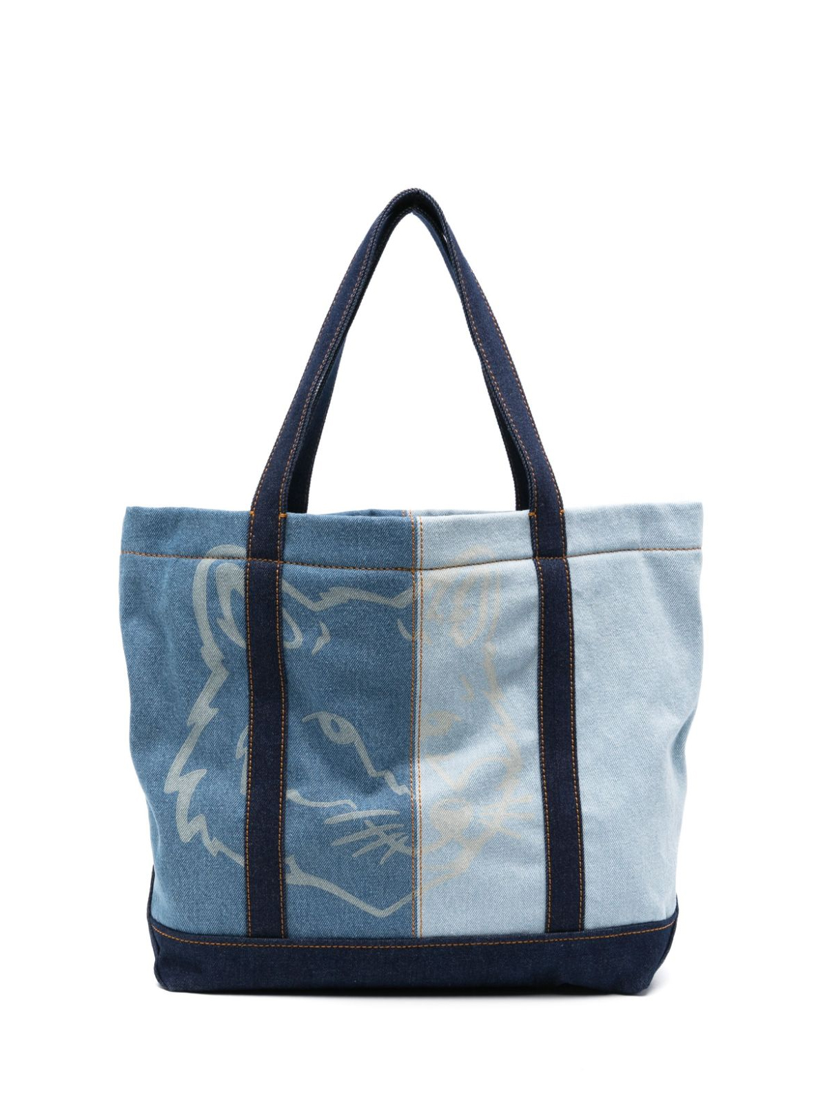 Maison KitsunÃ© Fox Head Logo Denim Tote Bag