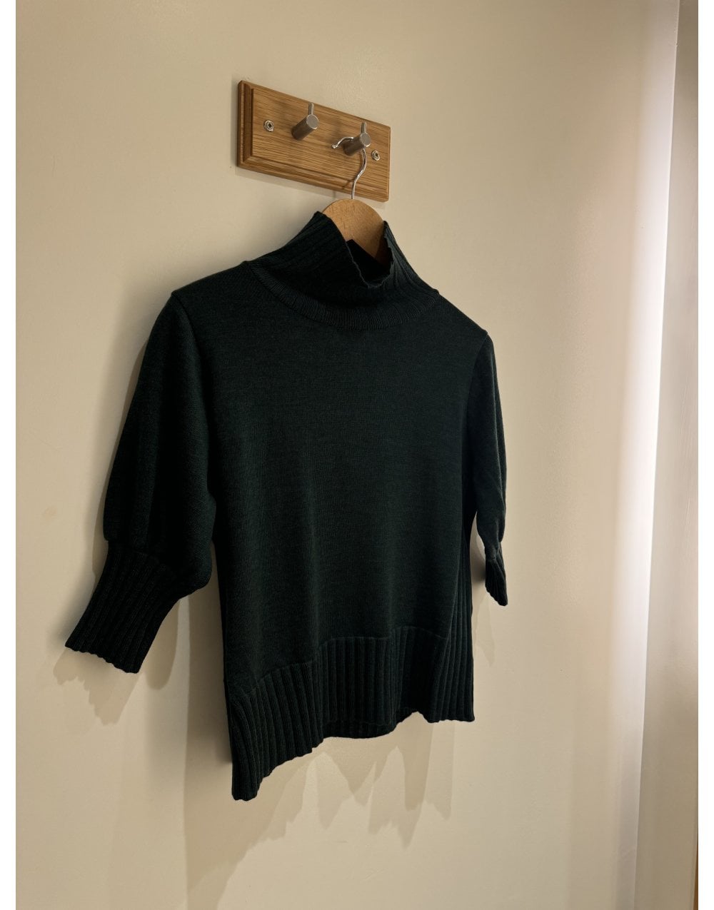 Neera Neera Ribbed Sleeve Turtle Neck Jumper Size: 14, Col: Forest Green