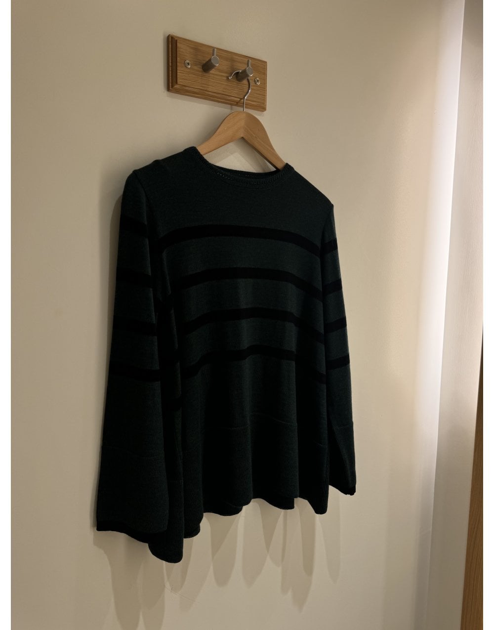 Neera Neera Quad Stripe Crew Neck Jumper Size: 10, Col: Forest Green