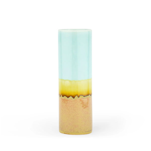 SGW Lab Cylinder Vase Medium In Aqua & Fawn