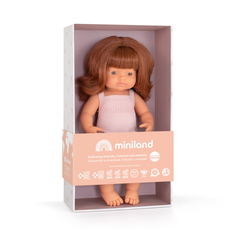 Miniland Girl Doll in Pink Romper