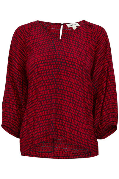 Soaked in Luxury  Alize Salsa Square Print Top - Red