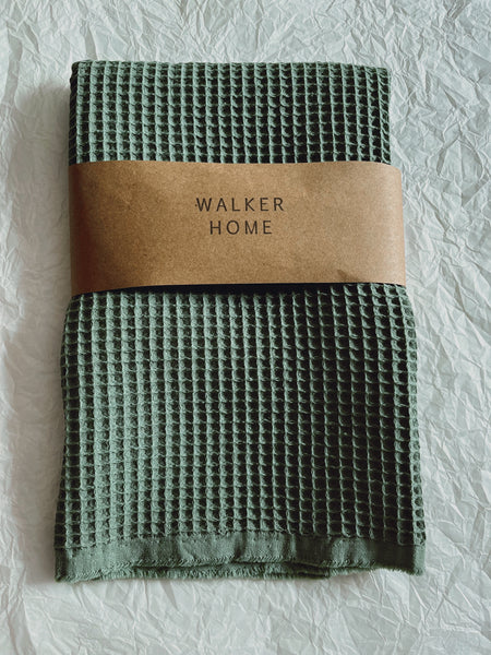 Walker Home Selvedge Waffle Hand Towel - Sage Green