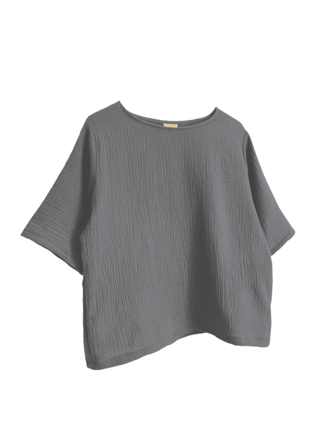 Walker and Walker The Saffy - Short Sleeve Top - Anthracite Grey - Ready To Ship