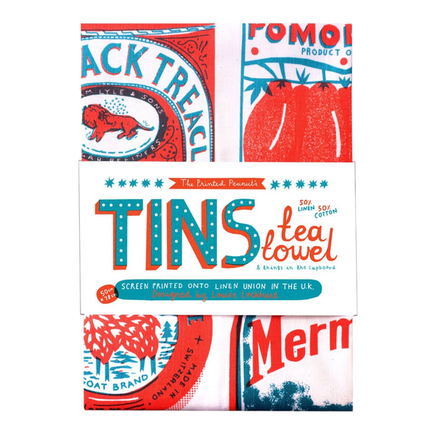 The Printed Peanut Tea Towel Linen Union Screen Printed Tins