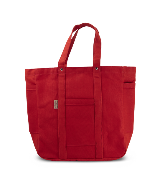 Thread-Line Square Canvas Tote Bag, Red