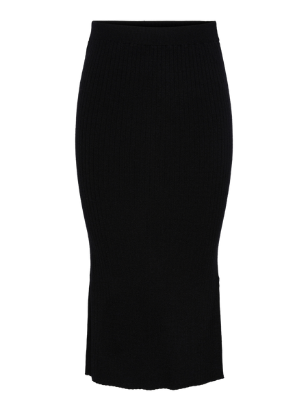 Pieces Pccrista Black Midi Knit Skirt