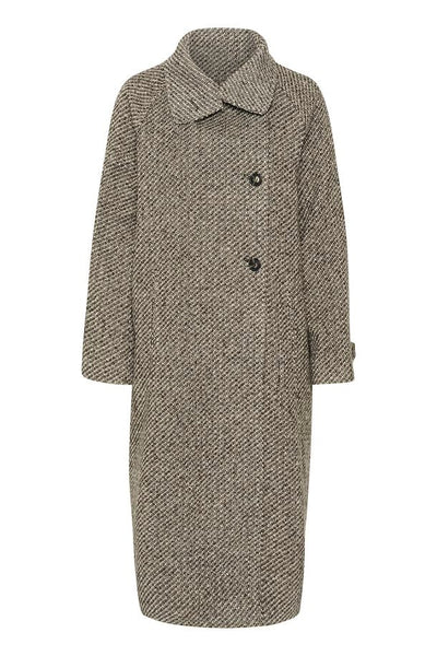 Saint Tropez Fawn Long Coat - Mist Grey Melange