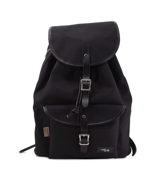 Thread-Line Multi-compartment Canvas Rucksack, Black