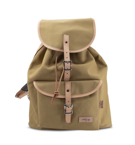 Thread-Line Multi-compartment Canvas Rucksack, Beige