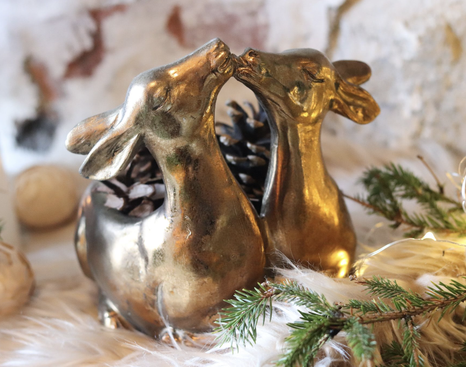 Kirkland's Home  Gold Kissing Deer Bowl