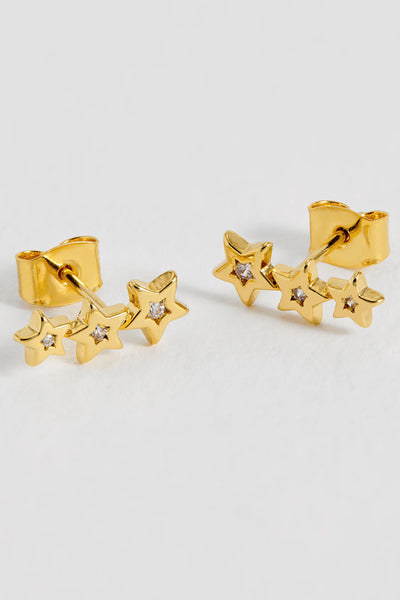 Estella Bartlett  Gold Cz Star Stud Crawler Earrings