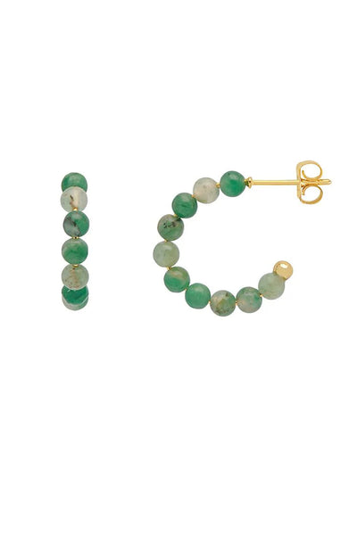 Estella Bartlett  Green Agate Amelia Hoop Earrings