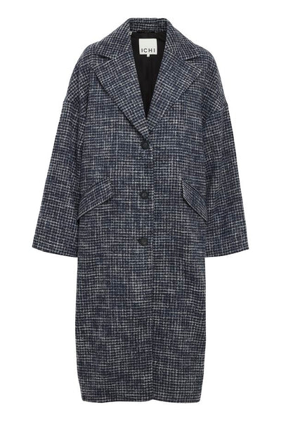 ICHI Malu Houndstooth Coat - Total Eclipse