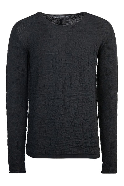 Hannes Roether Light Virgin Wool Contrast L/s T-shirt Black