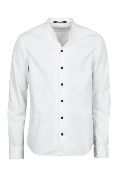 Hannes Roether L/s Open Collar Cotton Shirt White