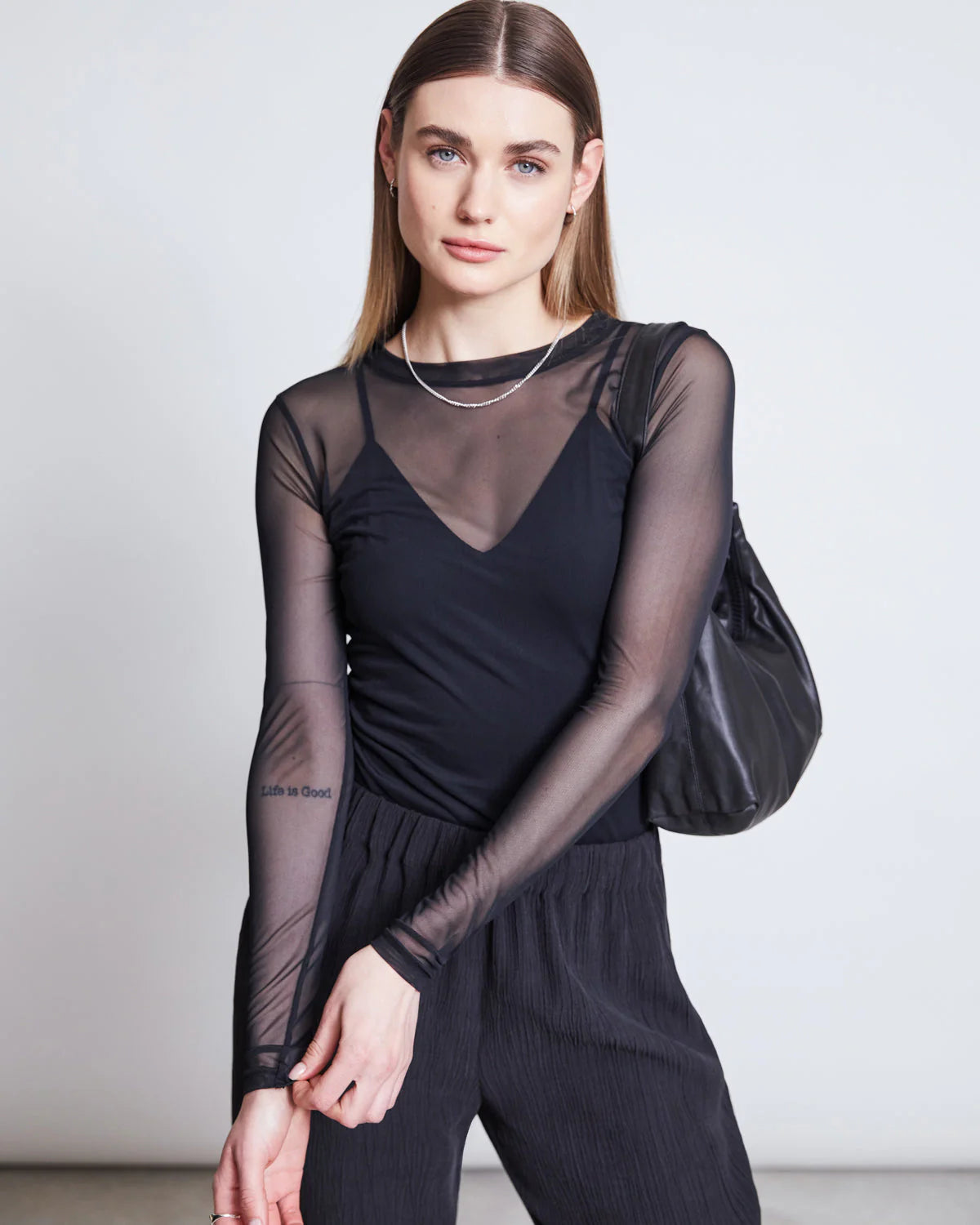 Jan 'n June Dora Longsleeve Mesh Top - Black