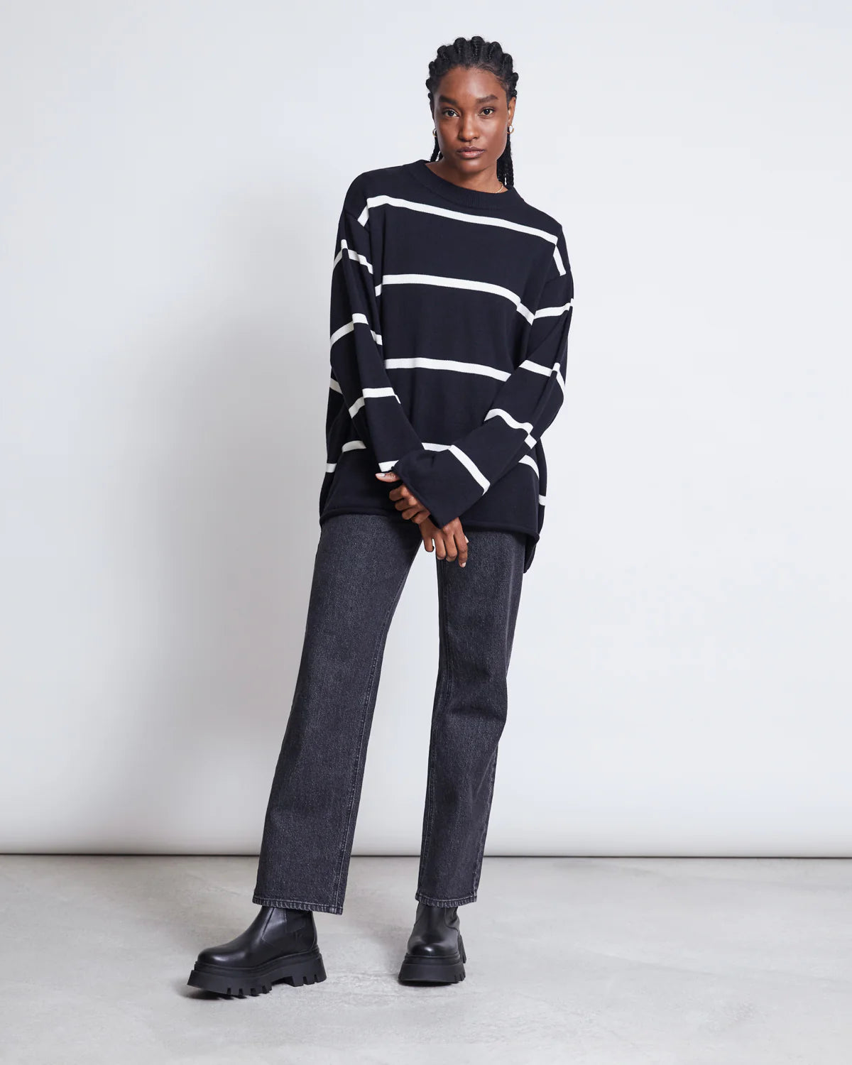 Jan 'n June Marta Organic Cotton Jumper - Striped Black