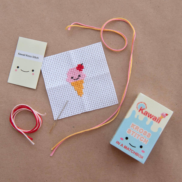 Marvling Bros Ltd Kawaii Ice Cream Mini Cross Stitch Kit In A Matchbox